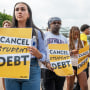 Student loan debt activists rally outside the White House