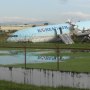 A damaged Korean Air plane on Monday after it overshot the runway at an airport in Cebu, the Philippines.