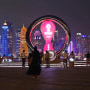 The countdown clock in the Qatari capital Doha ahead of the FIFA 2022 football World Cup on Oct. 11.