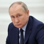 Vladimir Putin holds a meeting in Moscow on April 20, 2022. 