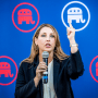 Republican National Committee Chairman Ronna McDaniel speaks during a rally ahead of the November elections in Newport Beach, Calif., on Sept. 26, 2022. 