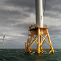 The five turbines of America's first offshore wind farm, owned by the Danish company, Orsted, stand off the coast of Block Island, R.I., in this, Oct. 17, 2022, file photo. The federal government is working on a plan to protect right whales while also developing offshore wind power off the the East Coast.