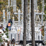The substation while work is in progress as tens of thousands are without power on Moore County after an attack at two substations by Duke Electric were shot at in Carthage, N.C., on Dec. 5, 2022.