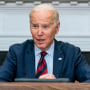 President Joe Biden speaks during a meeting with Democratic lawmakers in the Roosevelt Room of the White House on Jan. 24, 2023.