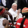 Pope Francis arrives at the N'djili International Airport in Kinshasa, Democratic Republic of Congo 