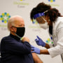 Joe Biden receives his first Covid vaccine at Christiana Hospital in Newark, Del.,