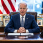 President Joe Biden speaks in the Oval Office on Dec. 13, 2021.