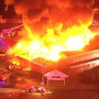 A major fire burns a large church in Burlington, N.J., to the ground on March 20, 2023. 