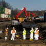 Ohio EPA and EPA contractors collect soil and air samples from the Norfolk Southern derailment site in East Palestine