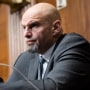 Sen. John Fetterman takes part in a Senate Environment and Public Works Committee hearing 