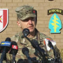 Brig. Gen. John Lubas speaks during a press conference, on Mar. 30, 2023.