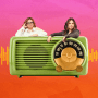 Photo illustration: Jess Morales Rocketto and Stephanie Valencia lean on a vintage radio with sound waves behind them.