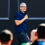 Tim Cook greets developers at WWDC22 on June 6, 2022 in Apple Park in California.