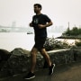A person runs in Brooklyn, N.Y., on a hazy morning resulting from Canadian wildfires on June 6, 2023.