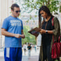 Coby Rich helps Chelsea Perry register to vote in Pennsylvania during a voter drive in Philadelphia