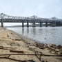 Low water levels on the Mississippi River in Memphis, Tenn., on Nov. 7, 2022.