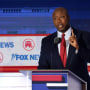Tim Scott during the first debate of the GOP primary season in Milwaukee