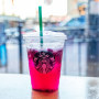 Iced dragon fruit lemonade cold drink from Starbucks.
