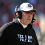 Texas A&M head coach Jimbo Fisher watches on during the first half of an NCAA college football game