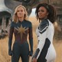 From left, Iman Vellani, Brie Larson and Carol Danvers in "The Marvels."
