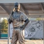The statue of Jackie Robinson before if was cut down in Wichita, Kan.