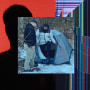 Photo illustration of a Chinese exchange student exiting a tent with a law enforcement officer in Utah; a silhouette of a teen; a broken and pixelated computer screen.