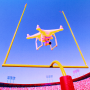 Photo Illustration: A commercial drone flying through a football goal post