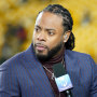 FILE - Host Richard Sherman appears on Amazon Prime’s “Thursday Night Football” before an NFL football game between the Pittsburgh Steelers and the New England Patriots, Dec. 7, 2023. 