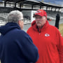NBC Sports' Peter King interviews Kansas City Chiefs coach Andy Reid.