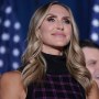 Lara Trump appears on stage as Former President Donald Trump speaks during an election night watch party at the State Fairgrounds on February 24, 2024 in Columbia, South Carolina. 