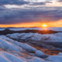 Midnight sun on the ice sheet.