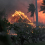 The hall of historic Waiola Church and nearby Lahaina Hongwanji Mission engulfed in flames