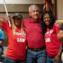 Local labor organizers celebrate at a United Auto Workers vote watch party in Chattanooga, Tenn.