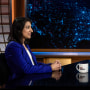 Jon Stewart in conversation with Federal Trade Commission Chairperson Lina Khan on "The Daily Show" on April 1, 2024.