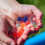 Multicolored water beads.