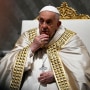 Pope Francis presides over a prayer service at St. Peter's basilica at The Vatican on May 9, 2024.