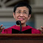 Keynote speaker Maria Ressa, a journalist and advocate for freedom of the press, addresses graduates in Harvard Yard during commencement at Harvard University, Thursday, May 23, 2024, in Cambridge, MA.