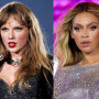 A split composite of Taylor Swift and Beyoncé.