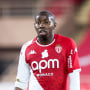 Mohamed Camara wearing jersey with a anti-homophobia badge  covered up on the field during a match between Monaco and Nantes