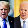 A side by side of Donald Trump and Joe Biden