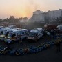 Ambulances and fire trucks are pictured near the site after a fire broke out at an amusement park facility in Rajkot, in India's Gujarat state on Saturday.