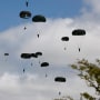 Parachute drop in Carentan-Les-Marais ahead of D-Day 80th anniversary commemorations, in Normandy, France