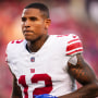New York Giants tight end Darren Waller runs off the field 