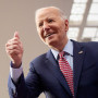 Joe Biden gives a thumbs up at a campaign rally at Girard College in Philadelphia