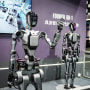 Fourier's GR-1 humanoid robots displayed at the World Artificial Intelligence Conference in Shanghai on July 4, 2024.