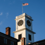 Amherst College Johnson Chapel tower on a sunny day.