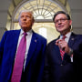President Trump Attends GOP House Caucus Meeting On Capitol Hill As Budget Bill Faces Resistance