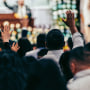 Congregants at Sunday service.
