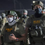 omeland Security Investigations and Immigration and Customs Enforcement officers arrive to push protesters back at the Delaney Hall Immigration Detention Center on June 12, 2026 in Newark, N.J.