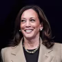 Kamala Harris walks into the rally arena